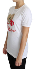 White San Valentino Heart Crystals T-shirt Top Dolce & Gabbana
