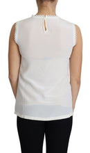 White Blouse Silk Lace Trimmed Sleeveless Top Dolce & Gabbana