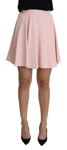 Pink Tuck Pleat Flare A-line Mini Rayon Dolce & Gabbana