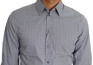 Gray Dotted Semi Fitted Formal SICILIA Shirt Dolce & Gabbana
