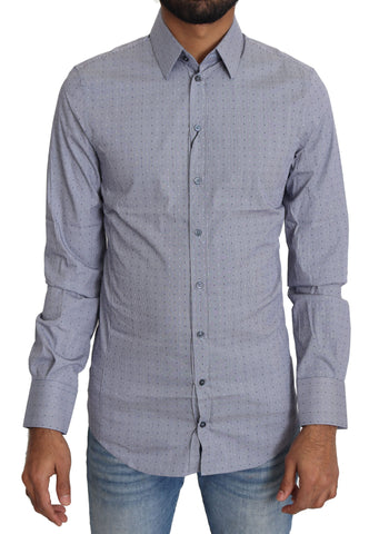 Gray Dotted Semi Fitted Formal SICILIA Shirt Dolce & Gabbana