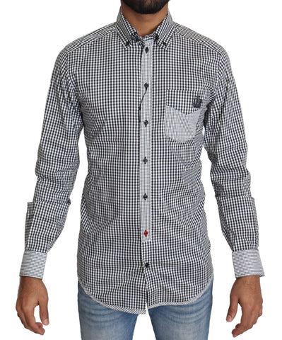 Black White Checkered Casual Shirt Dolce & Gabbana