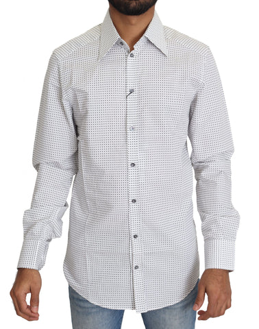 Black White Polka Dots Dress Shirt Dolce & Gabbana