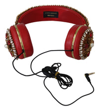 FRENDS Leather Red Floral Crystal Headset Headphones Dolce & Gabbana