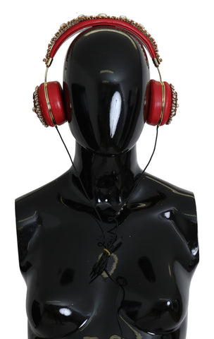 FRENDS Leather Red Floral Crystal Headset Headphones Dolce & Gabbana
