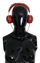 FRENDS Leather Red Floral Crystal Headset Headphones Dolce & Gabbana