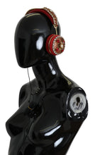 FRENDS Leather Red Floral Crystal Headset Headphones Dolce & Gabbana