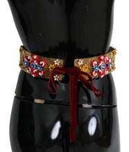 multicolor Embellished Floral Crystal Wide Waist Belt Dolce & Gabbana