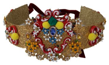 multicolor Embellished Floral Crystal Wide Waist Belt Dolce & Gabbana