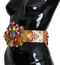 multicolor Embellished Floral Crystal Wide Waist Belt Dolce & Gabbana