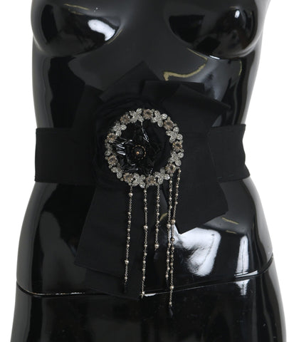 Black Crystal Brooch Wide Wai SATORIA Belt Dolce & Gabbana