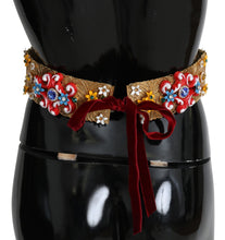 Embellished Floral Crystal Wide Waist Golden Belt Dolce & Gabbana