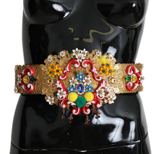 Embellished Floral Crystal Wide Waist Golden Belt Dolce & Gabbana