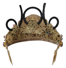 Gold Brass Floral Crystals LED Lights Crown Tiara Diadem Dolce & Gabbana