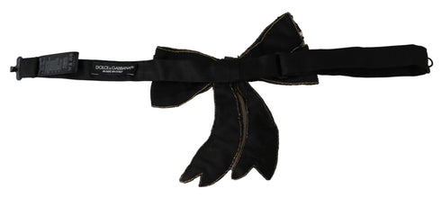 Gold Tone Silk Rhinestone Embellished Women Bowtie Dolce & Gabbana