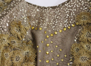 GOLD Long Lace Maxi Crystal Dress Lanre Da Silva Ajayi