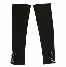Black Leather Crystal Beaded Finger Free Gloves Dolce & Gabbana