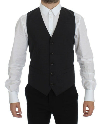 Gray Wool Stretch Dress Blazer Vest Dolce & Gabbana