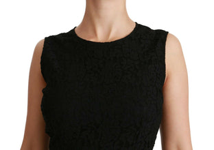 Black Floral Lace Sheath Gown Dress Dolce & Gabbana