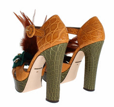 Orange Leather Crystal Platform Sandal Shoes Dolce & Gabbana