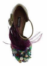 Green Leather Crystal Platform Sandal Shoes Dolce & Gabbana