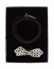 White Silk Bowtie Leather Men Belt Gift Box Dolce & Gabbana
