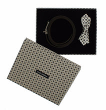 White Silk Bowtie Leather Men Belt Gift Box Dolce & Gabbana