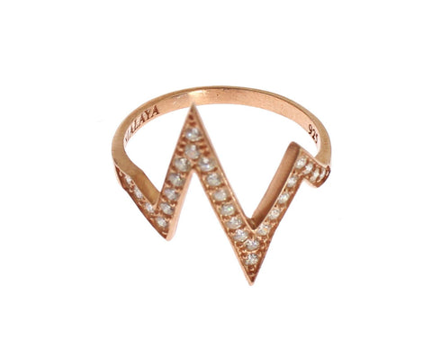 Pink Gold 925 Silver Womens Clear Ring Nialaya