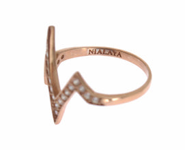 Pink Gold 925 Silver Womens Clear Ring Nialaya