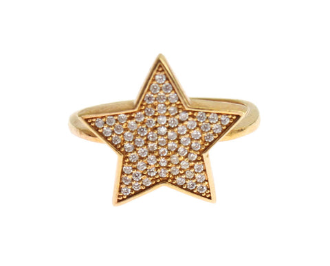 Star Gold 925 Silver Womens Clear Ring Nialaya