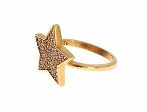 Star Gold 925 Silver Womens Clear Ring Nialaya