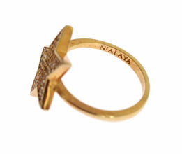 Star Gold 925 Silver Womens Clear Ring Nialaya