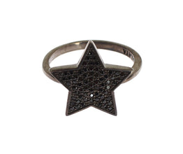 Black CZ Star 925 Silver Womens Ring Nialaya