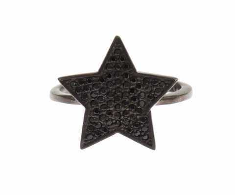 Black CZ Star 925 Silver Womens Ring Nialaya