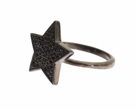 Black CZ Star 925 Silver Womens Ring Nialaya