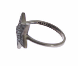Black CZ Star 925 Silver Womens Ring Nialaya