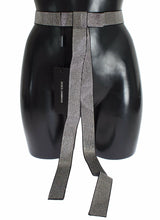 Black Silk Clear Crystal Bow Waist Belt Dolce & Gabbana