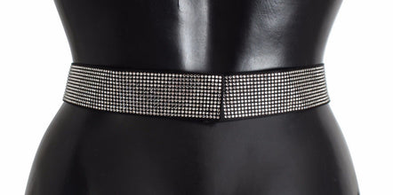 Black Silk Clear Crystal Bow Waist Belt Dolce & Gabbana