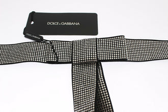 Black Silk Clear Crystal Bow Waist Belt Dolce & Gabbana