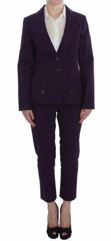 Purple Striped Stretch Coat Blazer Pants Suit BENCIVENGA