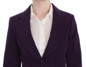Purple Striped Stretch Coat Blazer Pants Suit BENCIVENGA