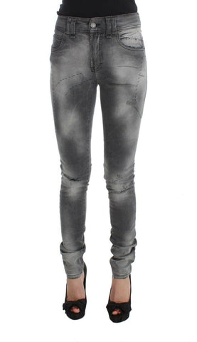 Gray Wash Cotton Blend Slim Fit Denim Jeans Pants John Galliano