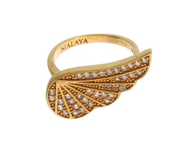 Womens Clear CZ Gold 925 Silver Authentic Ring Nialaya