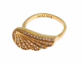 Womens Clear CZ Gold 925 Silver Authentic Ring Nialaya