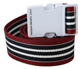 Black Red Stripe White Logo Buckle Waist Belt Costume National