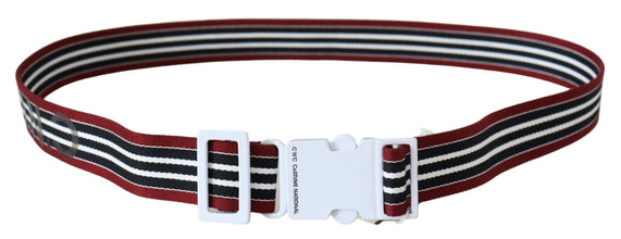 Black Red Stripe White Logo Buckle Waist Belt Costume National