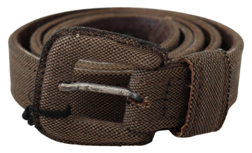 Brown Leather Logo Buckle Waist Belt Costume National