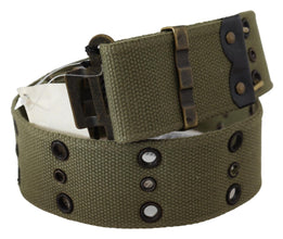 Green 100% Cotton Rustic Bronze Buckle Belt Ermanno Scervino