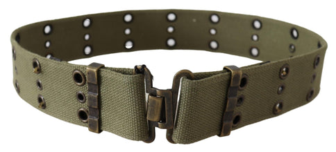 Green 100% Cotton Rustic Bronze Buckle Belt Ermanno Scervino
