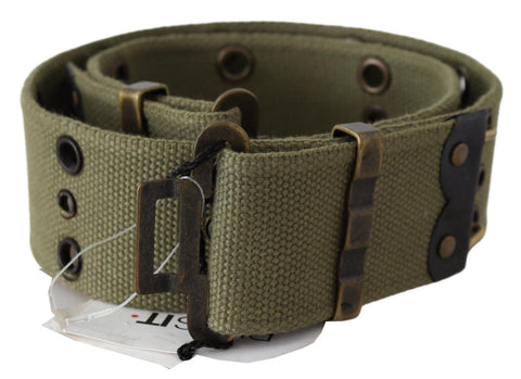 Green 100% Cotton Rustic Bronze Buckle Belt Ermanno Scervino